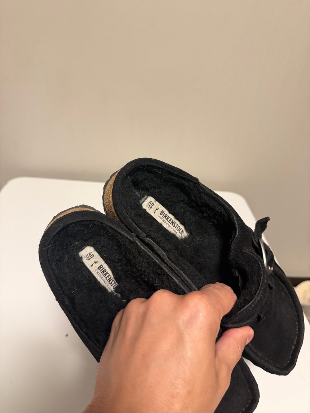 Birkenstock Black Buckley Shearling Suede Clogs Mules Shoes Women’s EU 40 US 9 - Picture 8 of 9